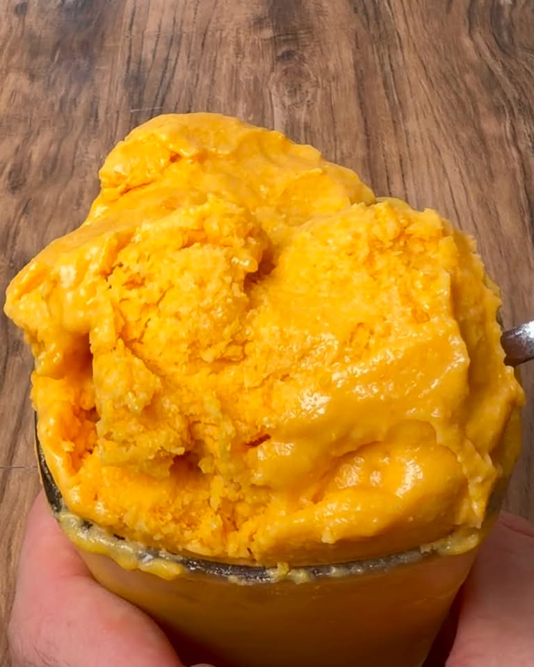 Scoop of sweet potato ice cream
