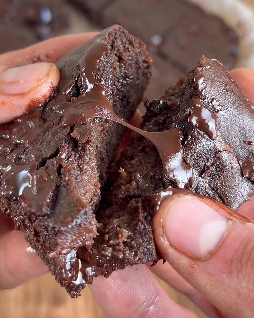Fudgy sweet potato brownie pulled apart